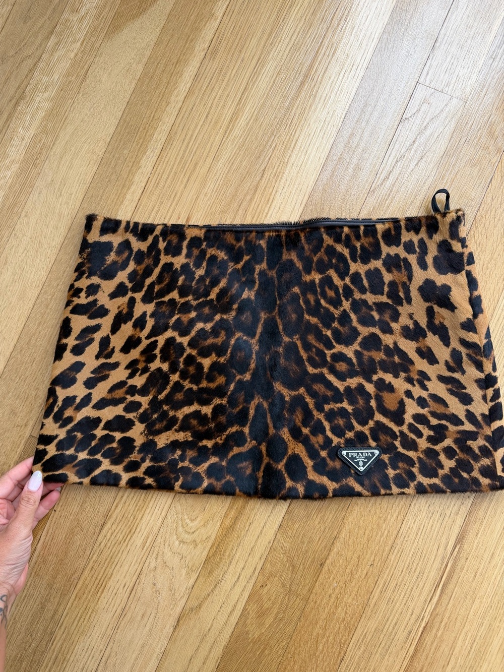 Prada Leopard Faux Fir Mini Skirt